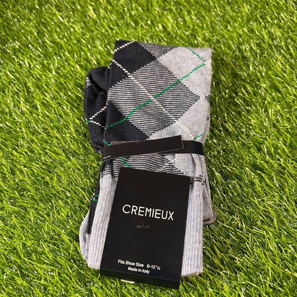 Cremieux Argyle Dress Socks Italian Cotton Yarn Blue Fits Mens Size 6-12.5 NWT